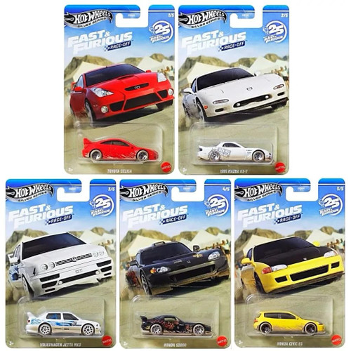 Hot Wheels Fast & Furious Silver Series Race Off Bundle of 5 HNR88-956P from Pappystoyshop.com