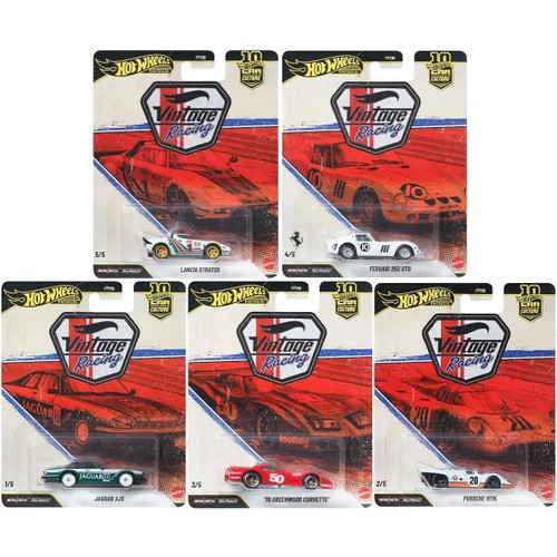 Hot Wheels Car Culture Vintage Racing 5-Car Bundle FPY86-961T
