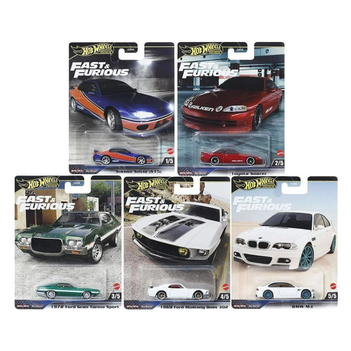 Hot Wheels 2024 Fast & Furious Premium Diecast Car Complete Bundle of 5 Vehicles from HNW46-956F HNW46-956F from Pappystoyshop.com