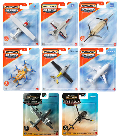 Matchbox Sky Busters Die-Cast 8 Toy Airplane & Helicopter Bundle JDJ05-979K