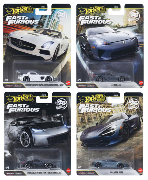 Hot Wheels Premium Fast & Furious 25th Anniversary Car Bundle of 4 HNW46-956R from Pappystoyshop.com