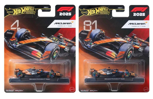 Hot Wheels Premium F1 2025 McLaren Formula 1 Team 2 Car Bundle HRV11-956J