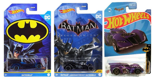 Hot Wheels Batman Batmobile Set of 3 Diecast Vehicles