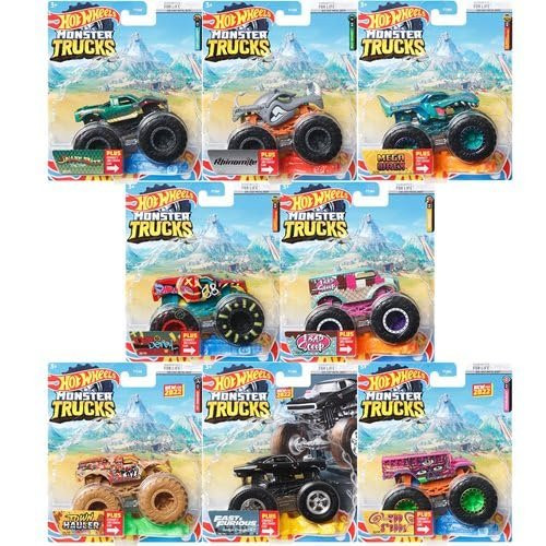 Hot Wheels Monster Trucks Connect & Crash Complete Bundle of 8 Die-Cast Trucks FYJ44-996D from Pappystoyshop.com