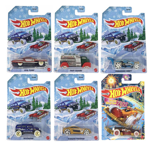 Hot Wheels 2020 Holiday Hot Rods Metallic 6-Pack Bundle W3099 from Pappystoyshop.com