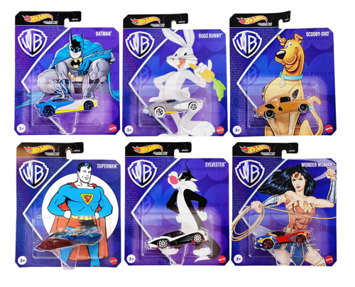 Hot Wheels WBs Scooby and Looney Tunes Character Cars Complete Bundle of 6 HKV23-956E from Pappystoyshop.com