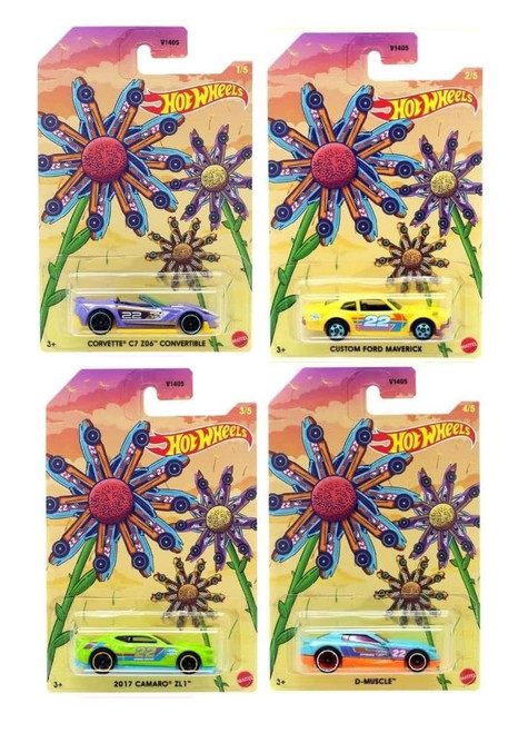 Hot Wheels Spring/Easter 2022 Die Cast Car Bundle of 4 Easter Spring Theme HDG90-HDG91-HDG92-HDG93 from Pappystoyshop.com