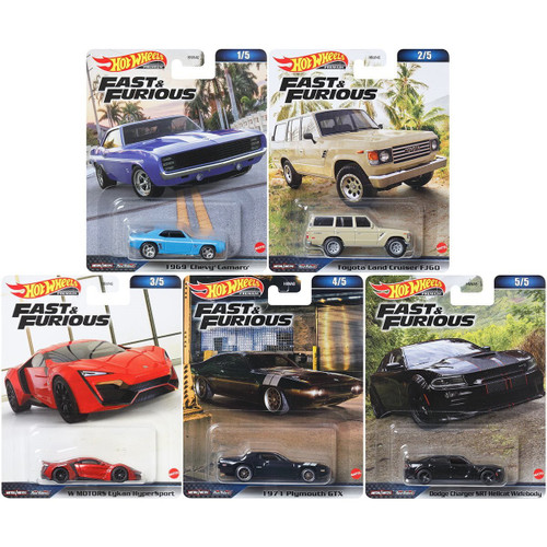 Hot Wheels 2023 Bundle of 5 Premium Fast & Furious 1/64 Diecast HNW46-956B HNW46-956B from Pappystoyshop.com