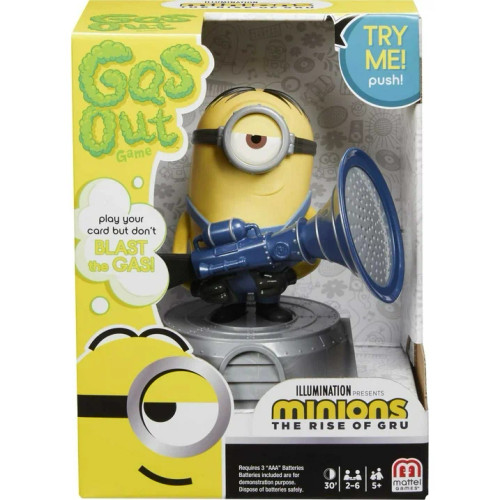 Gas Out Minions: The Rise Of Gru Kids Game with Minion Holding Fart Blaster GMC35 from Pappystoyshop.com