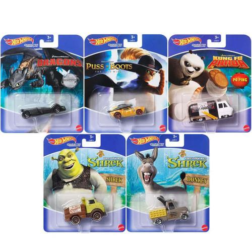 Hot Wheels DreamWorks Character Cars Collection Bundle 5-Pack HHB74-956M HHB74-956M from Pappystoyshop.com