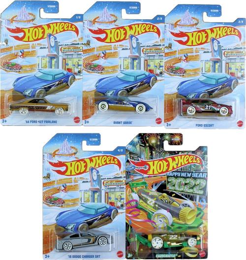 Hot Wheels 2021 Winter Holiday Hot Rods Complete Bundle of 5 Diecast Vehicles W3099 from Pappystoyshop.com