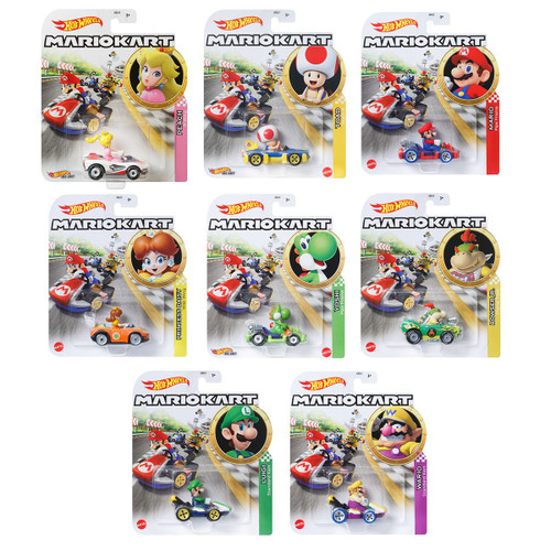 Hot Wheels Mario Kart Die Cast Character Cars Collection Set of 8