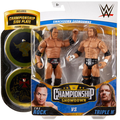 WWE Wrestling Championship Showdown The Rock Vs Triple H 2-Pack Series 2 GVJ15 from Pappystoyshop.com