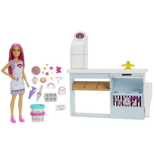 Barbie Bakery Doll Pink Haired Petite Doll Baking Station & Cake Making Toys HGB73 from Pappystoyshop.com
