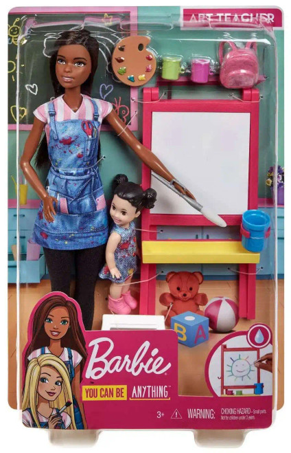 Barbie Career Art Teacher Playset with Brunette and Toddler Doll