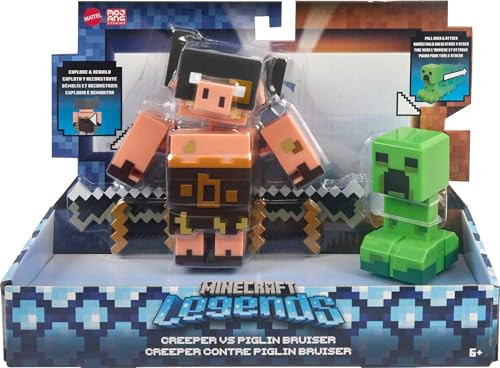 Minecraft Legends Action Figure 2 Pack Creeper vs Piglin Bruiser Set GYR99 from Pappystoyshop.com