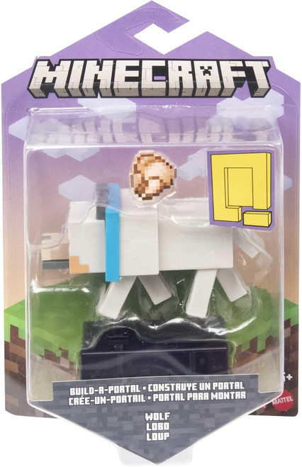 Minecraft Wolf Action Figure 3.25" with Build a Portal Piece & Accessory
