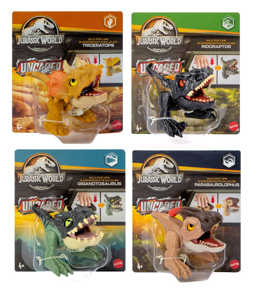 Jurassic World 2023 Wild Pop Ups Uncaged Bundle of 4 Figures HJB51 956E HJB51 956E from Pappystoyshop.com