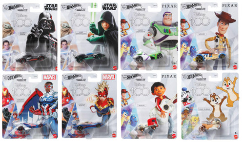 Hot Wheels Disney 100 Star Wars Marvel Pixar Characters 8 Car Bundle HNP45 956D HNP45 956D from Pappystoyshop.com