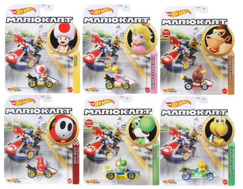 Hot Wheels Mario Kart Die Cast Character Cars Collection Bundle of 6 GBG25-957H GBG25-957H from Pappystoyshop.com