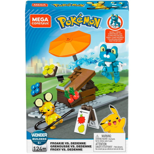 Mega Construx Pokemon Buildable Dedenne Vs. Froakie Figures GFV78 from Pappystoyshop.com