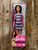 Barbie Fashionistas Doll 147 Striped Dress Orange Shoes DAMAGED PACKAGING