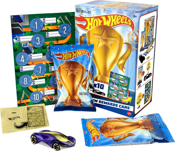 Hot Wheels Rewards Cars, 10-Pack 1:64 Scale Toy Cars in Individual Bags (Styles May Vary)