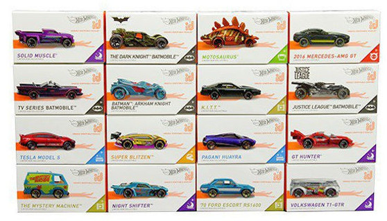 Hot Wheels Limited Edition ID Collection – 16‑Car Die‑Cast Set with Batmobiles, Classic Icons & Supercar/Fantasy Models, 1:64 Scale, Ages 3+ (Pack of 16)