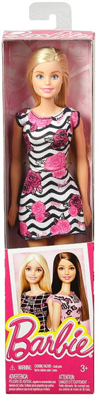 Barbie Pink-Tastic Doll, Rose Art On Black & White Stripes Dress