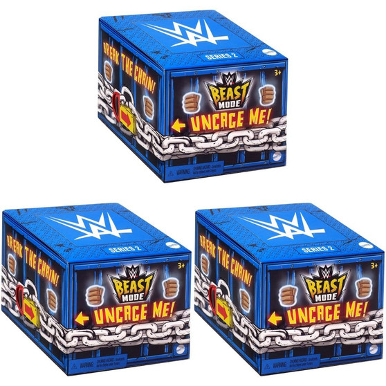 WWE Wrestling Series 2 Beast Mode Mystery Pack Blind Box with 1 Figure and 1 Beast (Pack of 3)