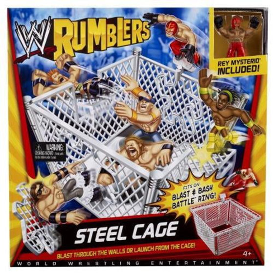 WWE Rumblers Mini Steel Cage Ring Acton Figure Play Set