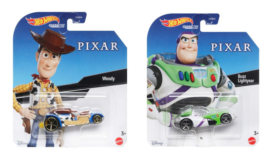 Hot Wheels Toy Story Character Cars, Woody and Buzz Lightyear Die-Cast Vehicles, Disney Pixar Collection, Ages 3+