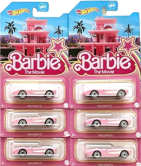 Hot Wheels 2023 Barbie The Movie 1956 Corvette Diecast Vehicle (Pack of 6)