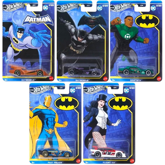 Hot Wheels DC Batman Silver Series Die-Cast Cars Collection, 5-Pack Set, Batmobile, Driftsta, Fast Felion, Flight '03, Ages 3+ HDG89-956N Mix 1 2025