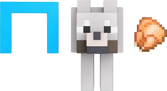 Minecraft Wolf Action Figure, 3.25-in, with 1 Build-a-Portal Piece & 1 Accessory