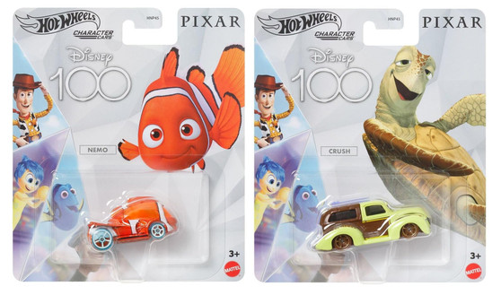 Hot Wheels Disney 100 Pixar Character Cars, Finding Nemo Crush and Nemo Die-Cast Vehicles