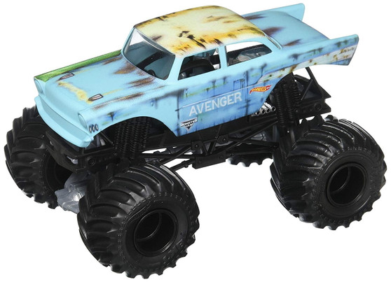 Hot Wheels 2018 Monster Jam 1:24 Avenger Junkyard Blue World Finals 17