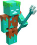 Minecraft Drowned Buildable Figure, 3.25-inch Tall with Accessory