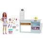 Barbie Bakery Doll & 20+ Accessories, Pink-Haired Petite Doll, Baking Station & Cake-Making Toys