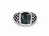 Seraphinite Stone Signet Ring in Black Rhodium Plated Sterling Silver - LMJORR00026-1