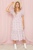Ditsy Floral Square Neck Puff Sleeve Midi Dress - 2ELOGES1071