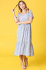 Ditsy Floral Square Neck Puff Sleeve Midi Dress - 2ELOGES1073