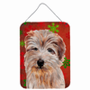 Red and Green Snowflakes Holiday Christmas Design with Dog Wall or Door Hanging Prints - SC9760DS1216