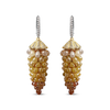 14K White and Yellow Gold 38.0 Cttw Mixed Fancy Color Rose Cut Diamond Honeycomb Drop and Dangle Earring (H-I Color, I3 Clarity)