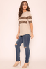 Oatmeal Leopard Accent Top - F3-Eloges-2916
