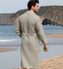 Men's Luxury Long Waffle Bathrobe - BC-RWP112M-FGRY-XL48
