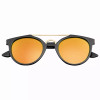 Vintage Inspired Dapper Cross Bar Horned Rim Flash Mirror Lens Sunglasses