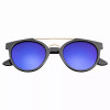 Vintage Inspired Dapper Cross Bar Horned Rim Flash Mirror Lens Sunglasses - P1501RVBLU-2
