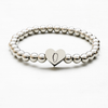 Stackable 7 Inch Beaded Heart Initial Bracelets By Pink Box - S001536B002521P000093V015