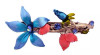 Colorful Flower Barrette w/ Blue Swarovski Crystals - 2854-02